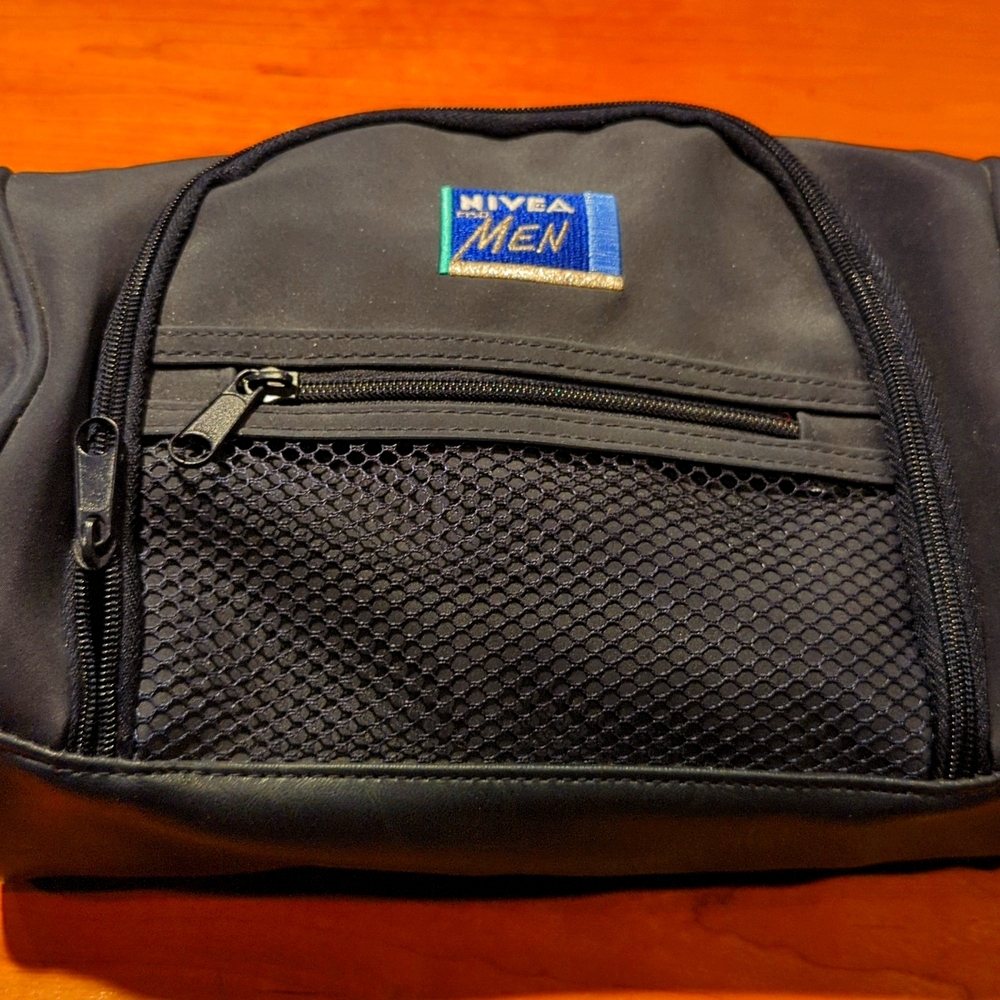 Men's Nivea Dopp kit toiletry bag  filled with Nivea men's products.